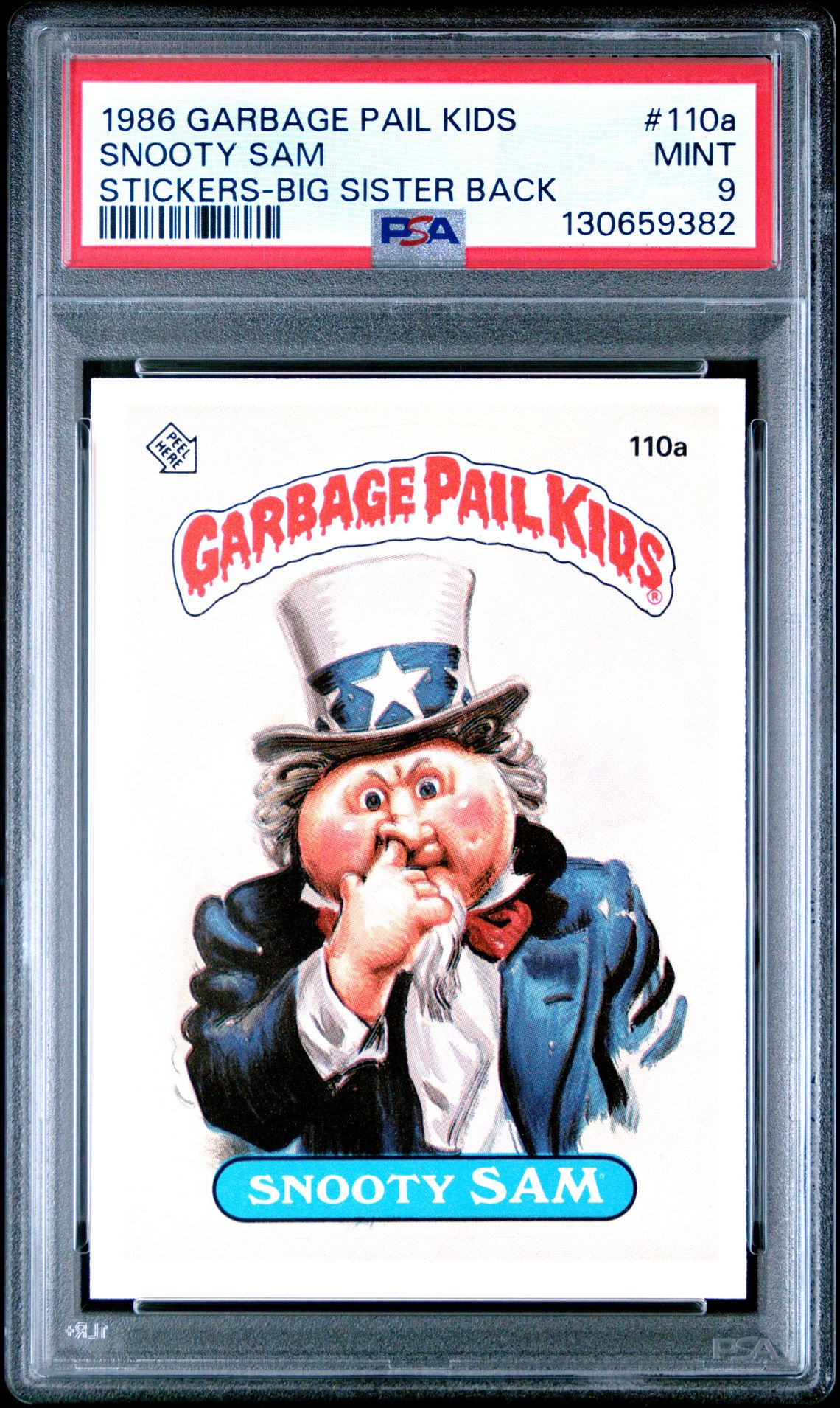 1986 Topps GARBAGE PAIL KIDS STICKERS STICKERS-BIG SISTER BACK #110A Snooty Sam front