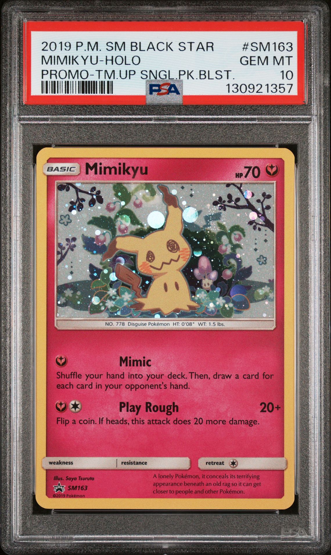 2019 Pokemon POKEMON SM BLACK STAR PROMO TM.UP SNGL.PK.BLST. #SM163 Mimikyu-Holo front