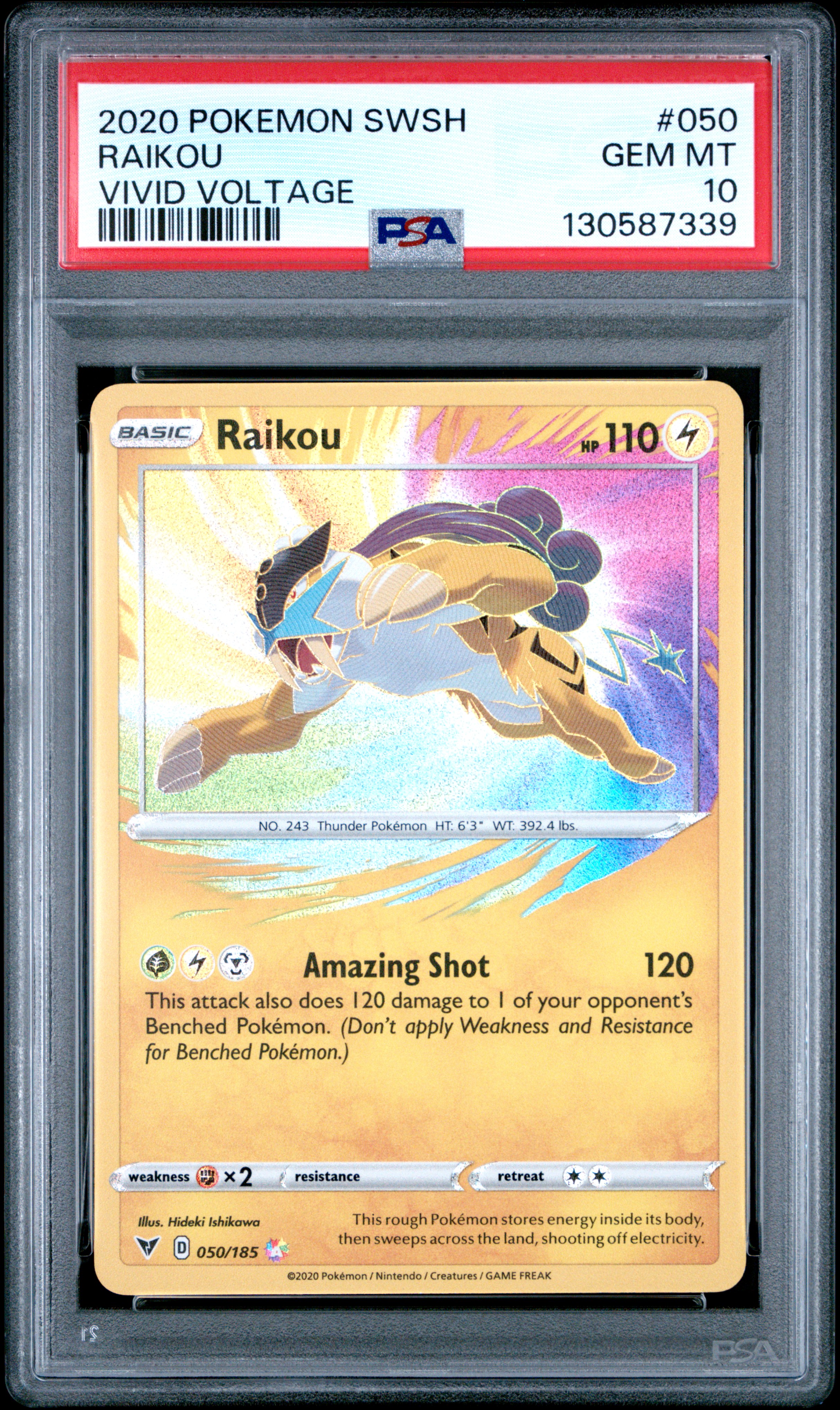 2020 #050 Raikou PSA 10 Sword & Shield Vivid Voltage Pokemon