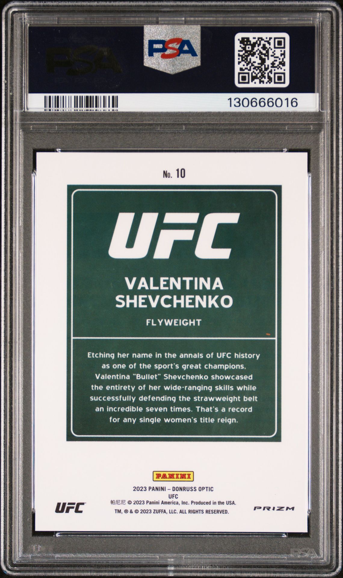 2023 Panini Donruss Optic Ufc Downtown Valentina Shevchenko #10 Mint 9 back