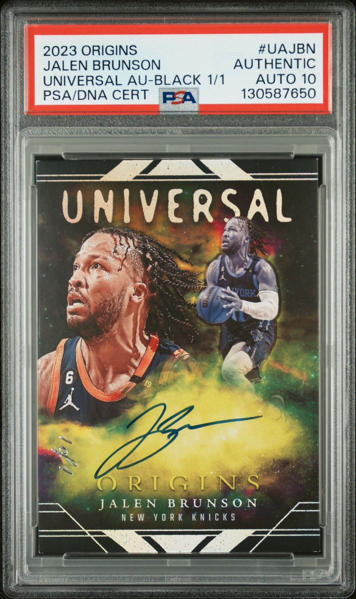2023 Panini PANINI ORIGINS UNIVERSAL AUTOGRAPHS BLACK 1/1 #UAJBN Jalen Brunson front