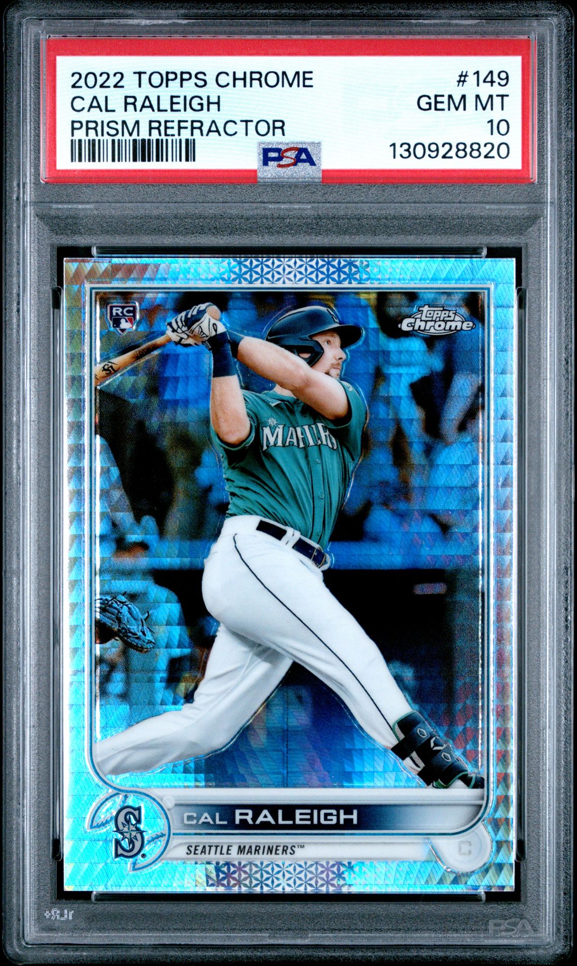 2022 Topps Chrome Cal Raleigh #149 (Prism Refractor) Gem Mt 10 front