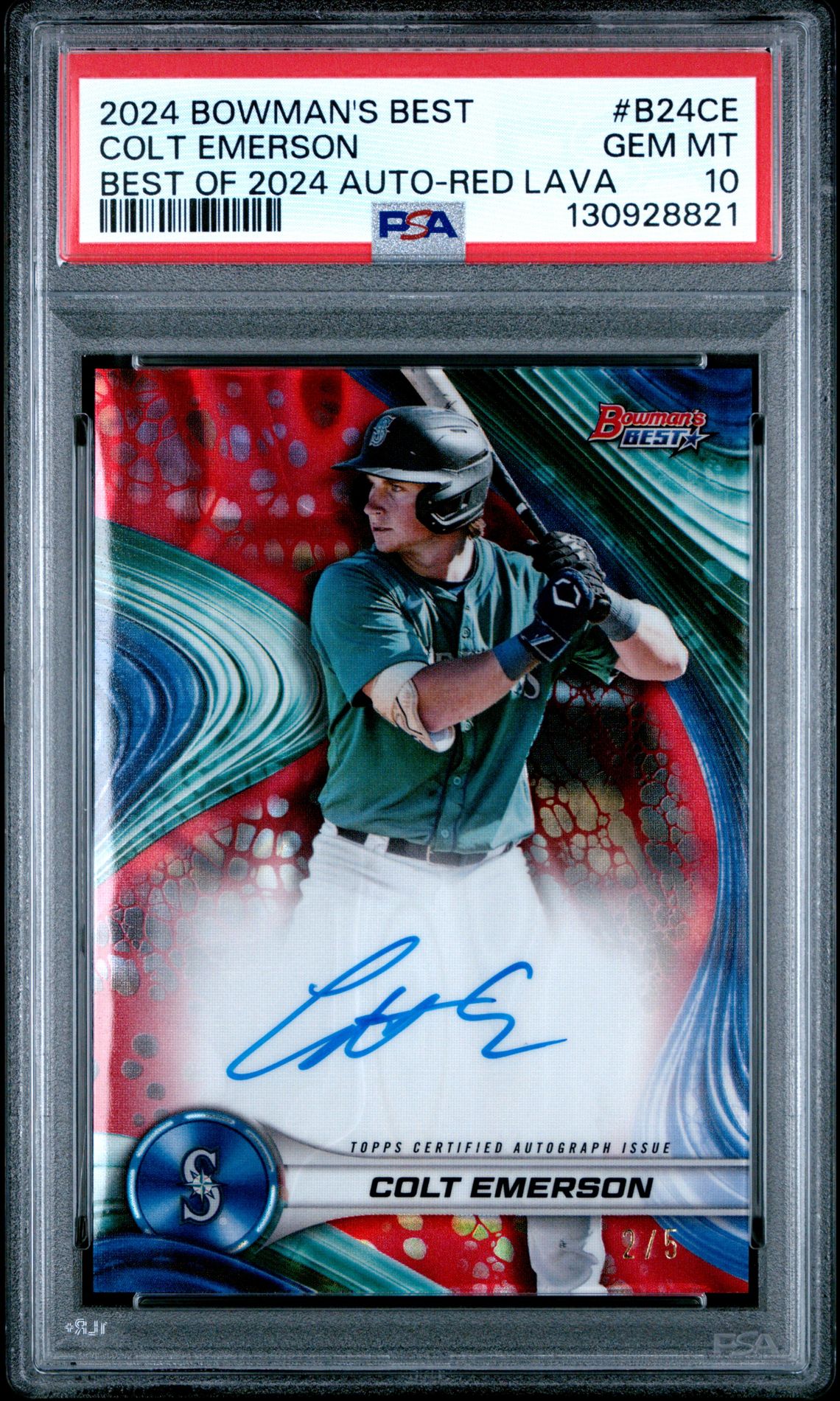 2024 Bowman's Best Best Of 2024 Autographs Colt Emerson #B24Ce (Best Of 2024 Auto-Red Lava) Gem Mt 10 front