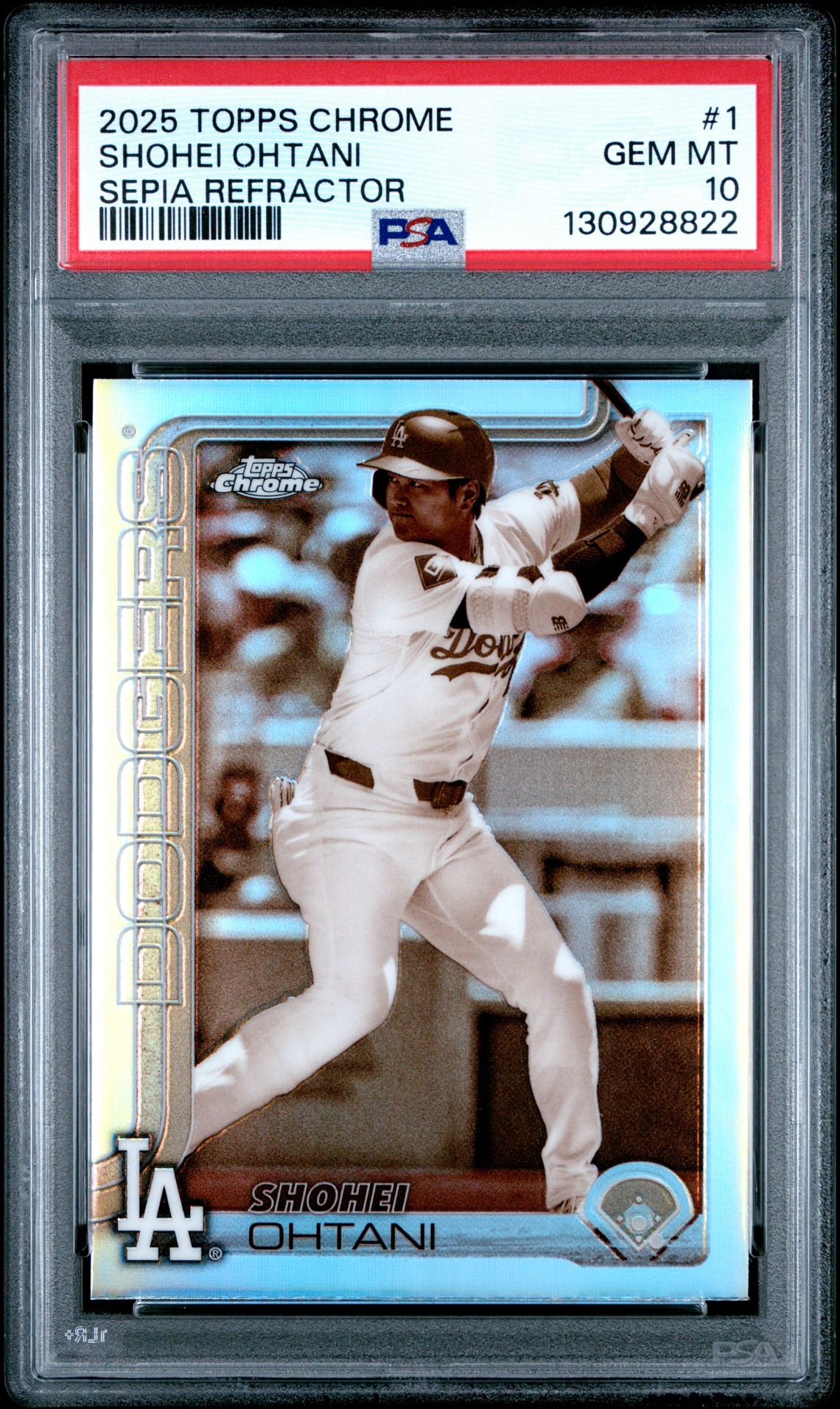 2025 Topps Chrome Shohei Ohtani #1 (Sepia Refractor) Gem Mt 10 front