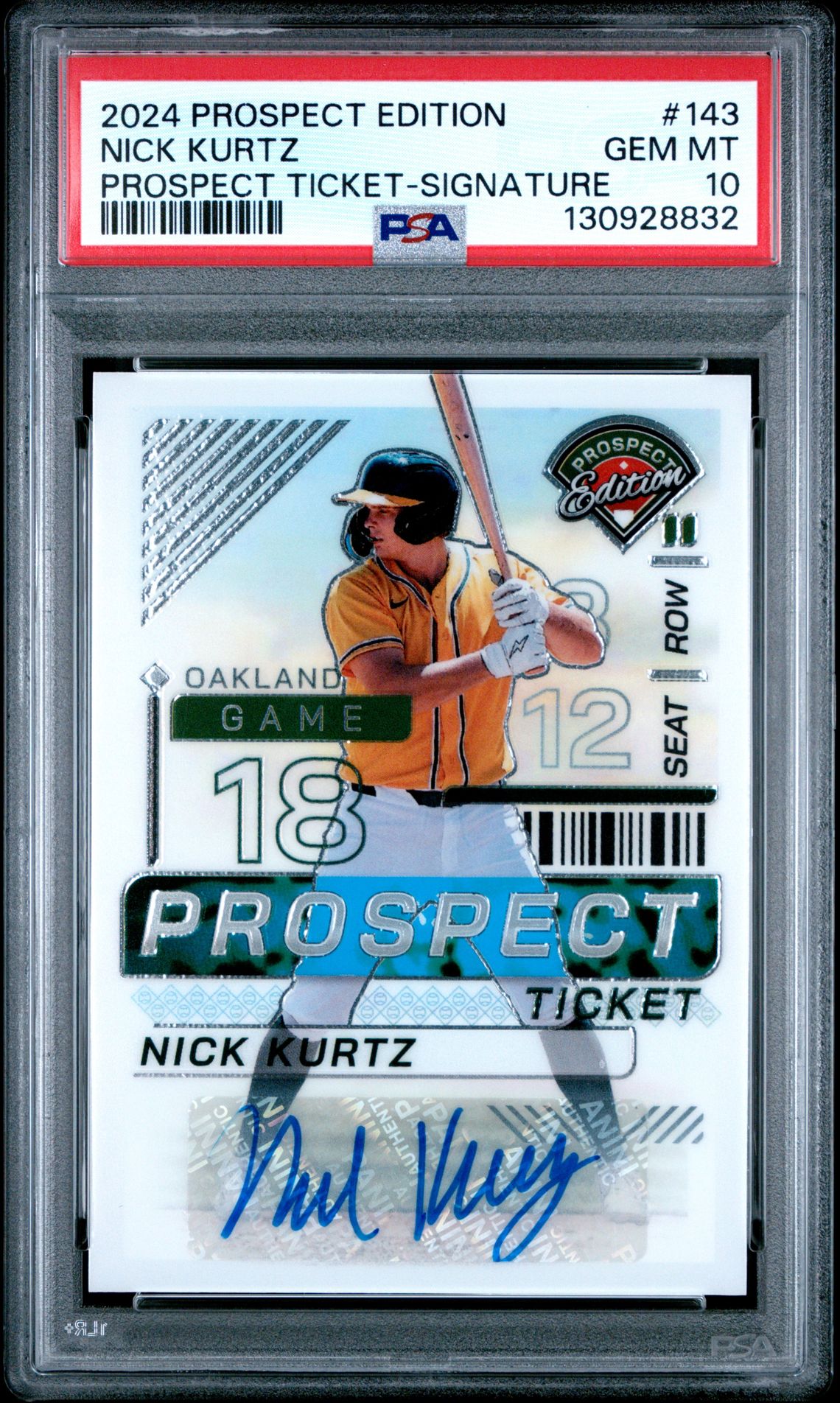 2024 Panini Prospect Edition Prospect Ticket Nick Kurtz #143 (Prospect Ticket-Signature) Gem Mt 10 front