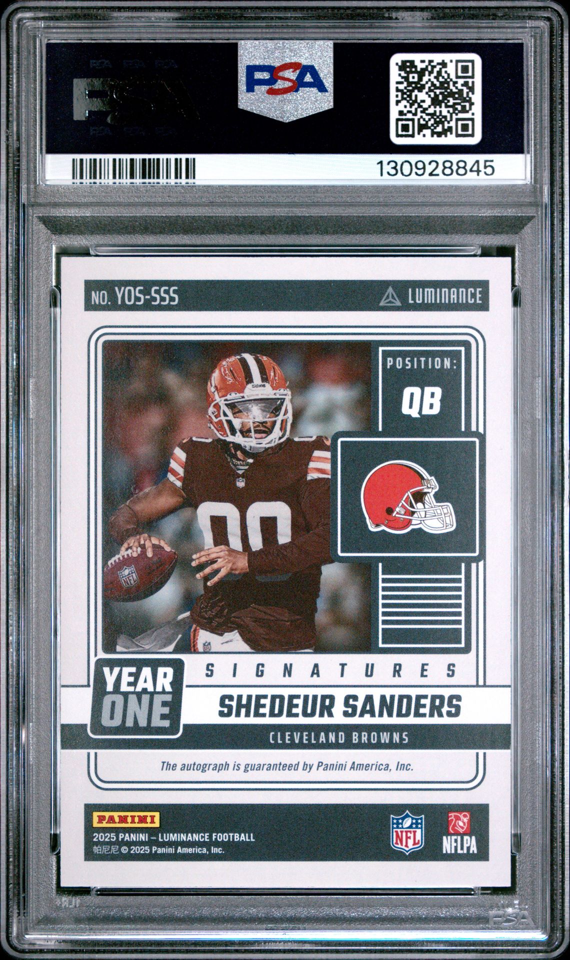2025 Panini Luminance Year One Signatures Rps Shedeur Sanders #Yossss (Year One Sig Rps-Green) Mint 9 back