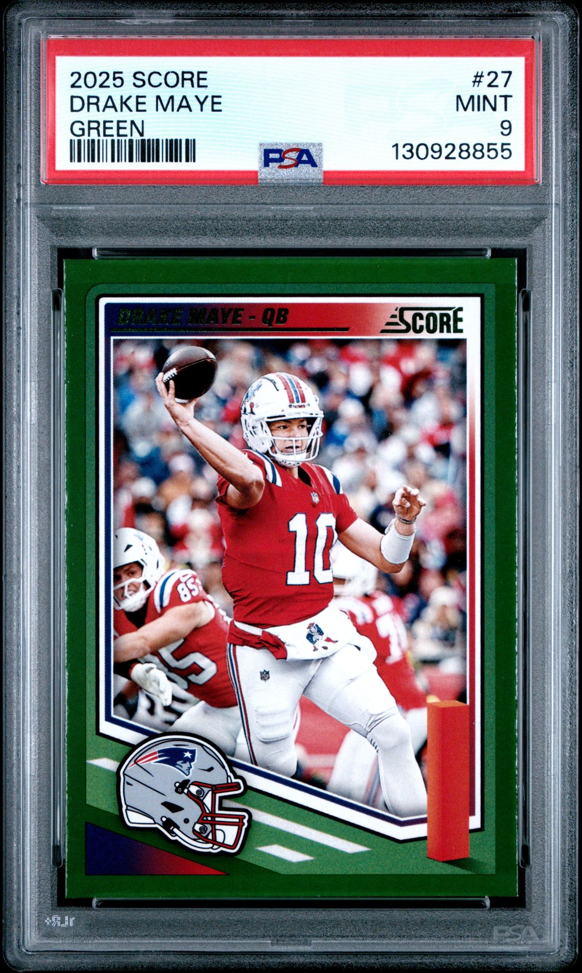 2025 Panini Score Drake Maye #27 (Green) Mint 9 front