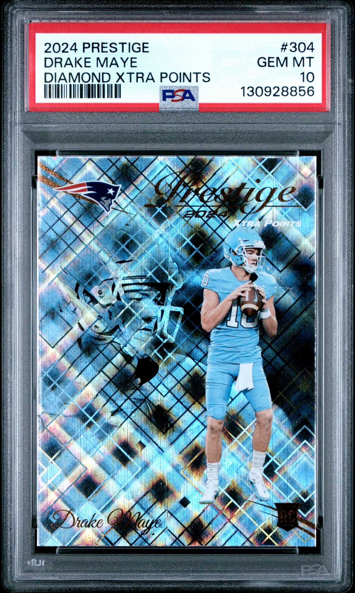 2024 Panini Prestige Drake Maye #304 (Diamond Xtra Points) Gem Mt 10 front