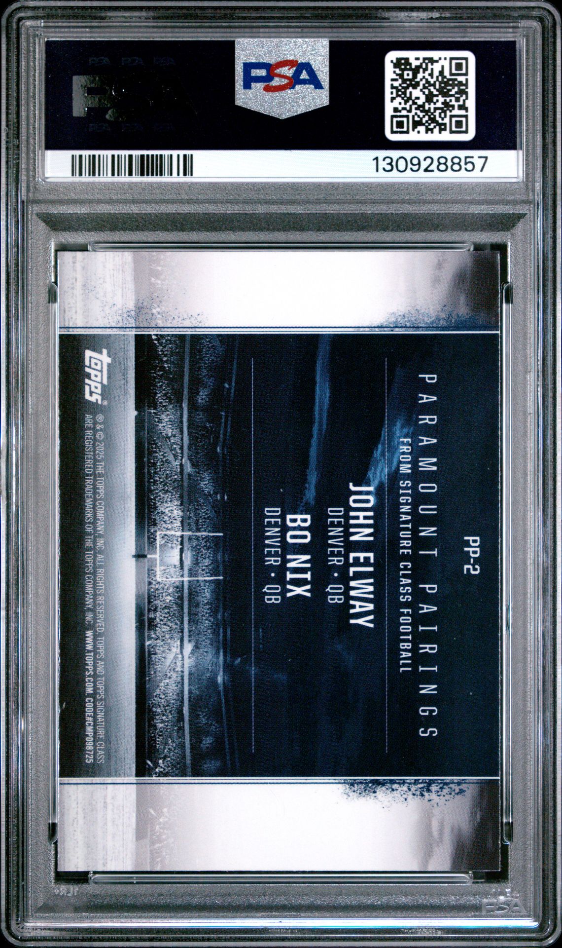 2024 Topps Signature Class Paramount Pairings Bo Nix/John Elway #Pp2 Gem Mt 10 back