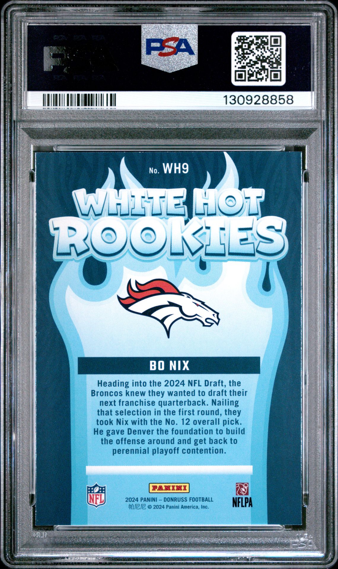 2024 Panini Donruss White Hot Rookies Bo Nix #Wh9 Nm-Mt 8 back