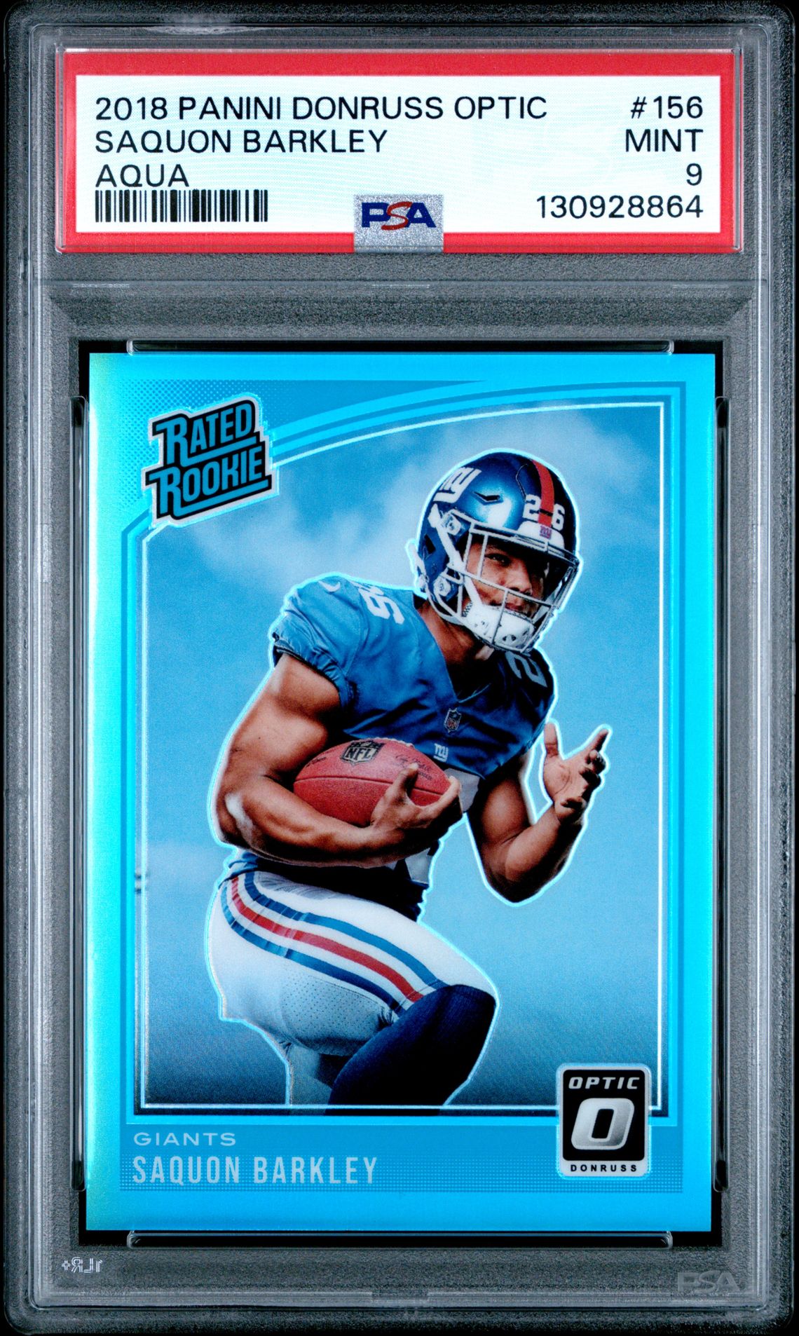2018 Panini Donruss Optic Saquon Barkley #156 (Aqua) Mint 9 front