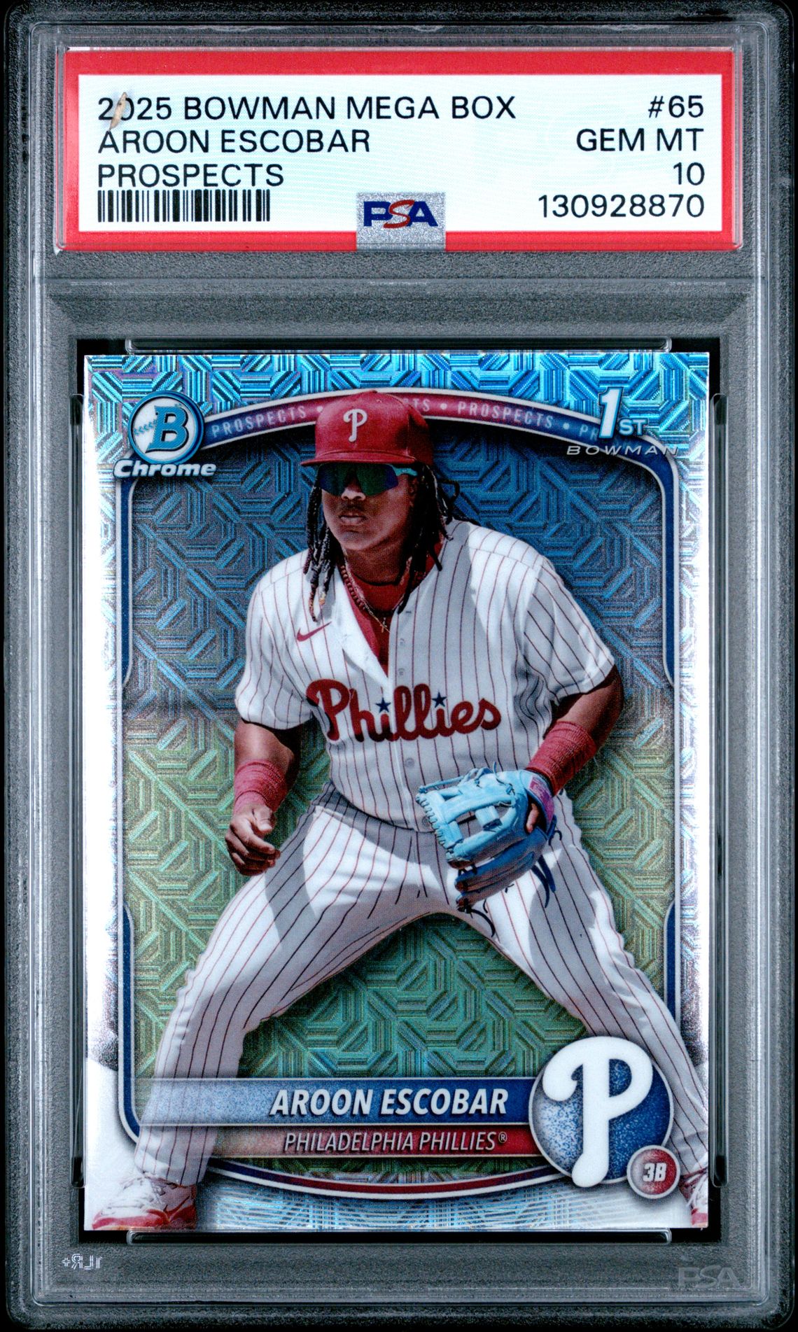 2025 Bowman Mega Box Chrome Prospects Aroon Escobar #65 Gem Mt 10 front