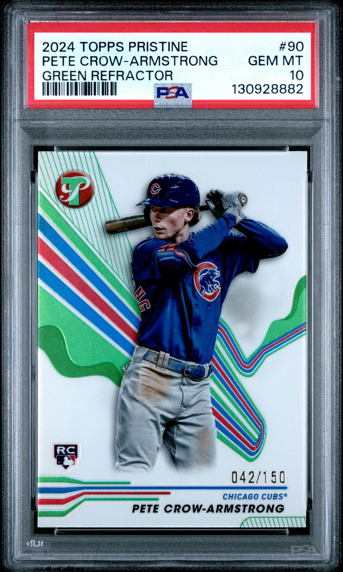 2024 Topps Pristine Pete Crow-Armstrong #90 (Green Refractor) Gem Mt 10 front