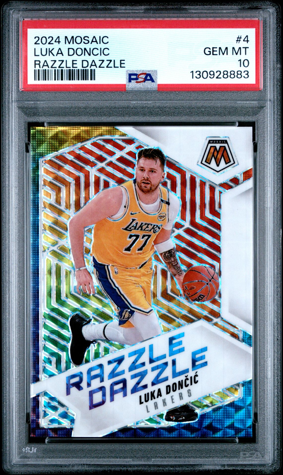 2024 Panini Mosaic Razzle Dazzle Luka Doncic #4 Gem Mt 10 front