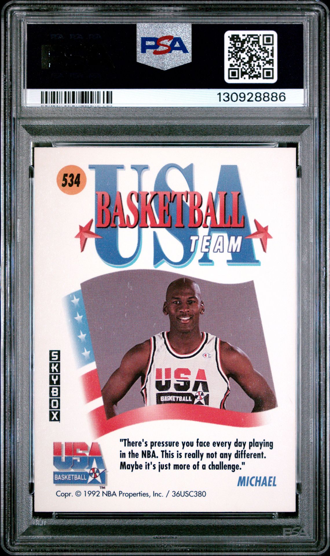 1991 Skybox Michael Jordan #534 (Usa) Mint 9 back