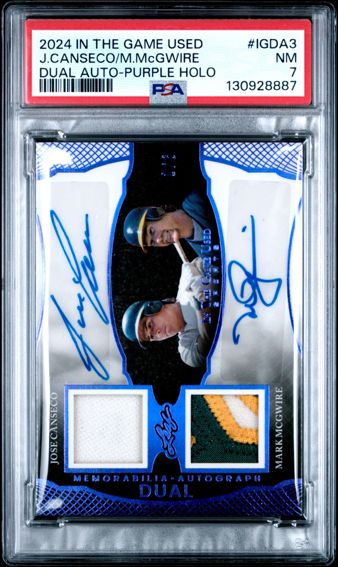 2024 Leaf In The Game Used Dual Autograph J.canseco/M.mcgwire #Igda3 (Dual Auto-Purple Holo) Nm 7 front