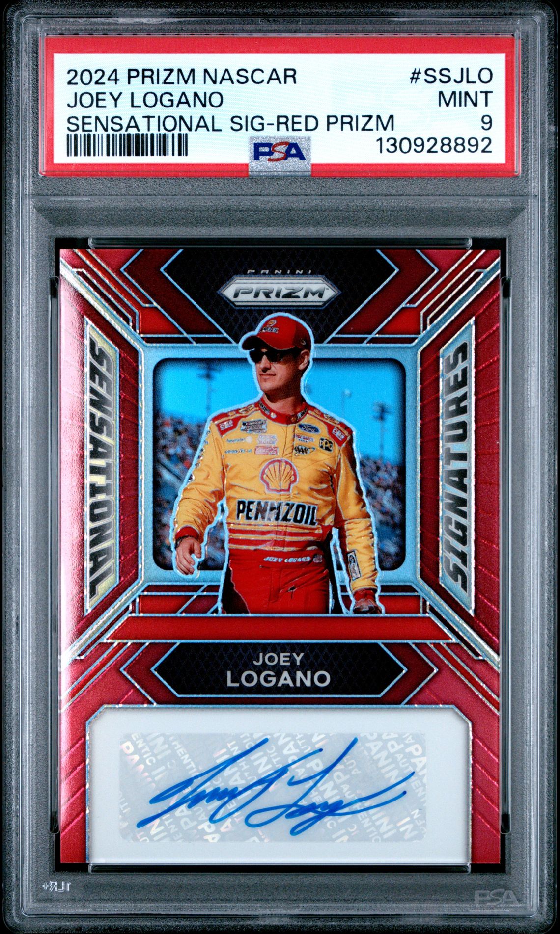 2024 Panini Prizm Nascar Sensational Signatures Joey Logano #Ssjlo (Sensational Sig-Red Prizm) Mint 9 front