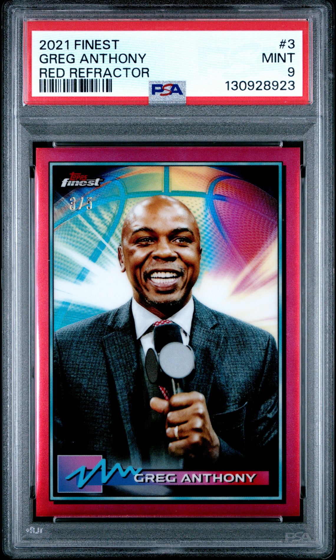 2021 Topps Finest Greg Anthony #3 (Red Refractor) Mint 9 front