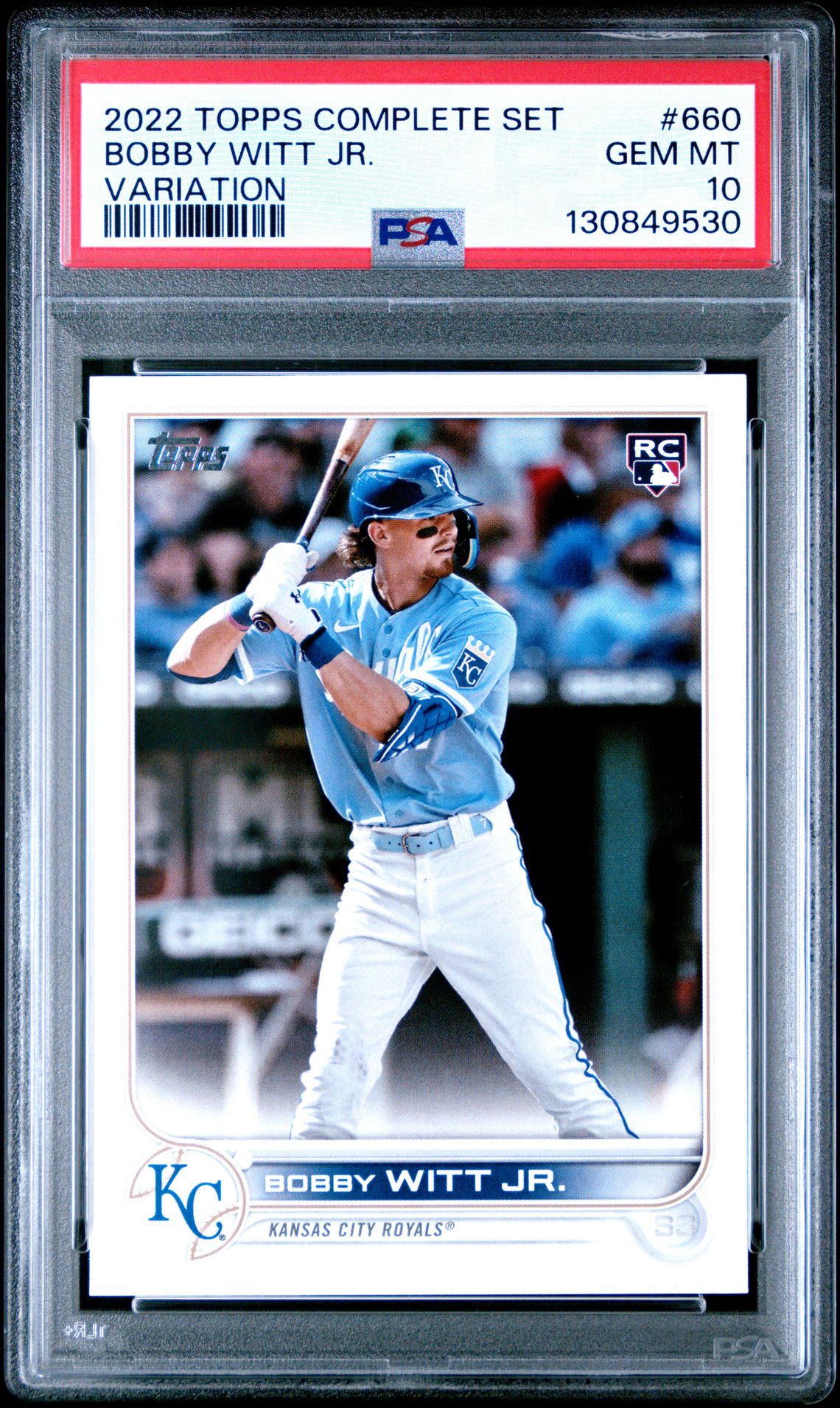 2022 Topps Complete Set Bobby Witt Jr. #660 (Variation) Gem Mt 10 front