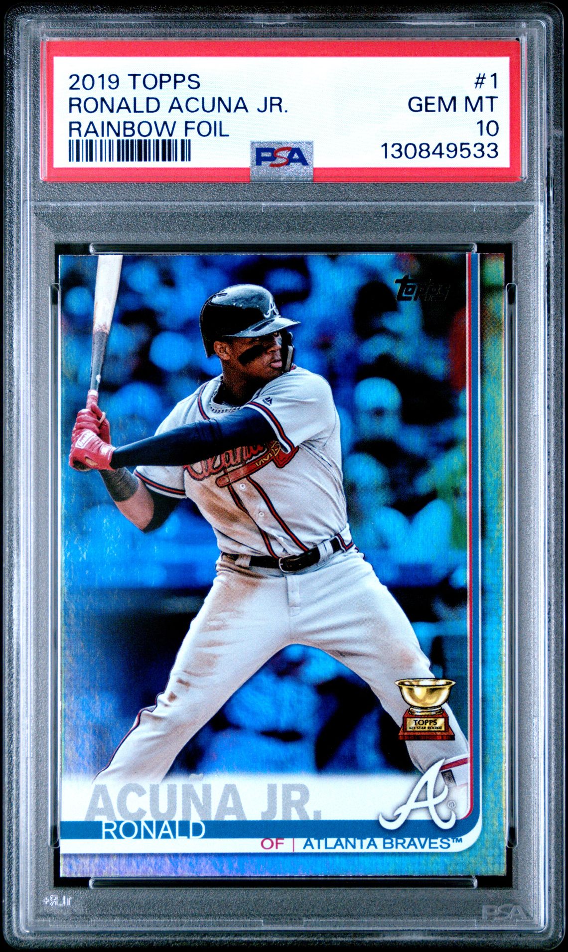 2019 Topps Ronald Acuna Jr. #1 (Rainbow Foil) Gem Mt 10 front