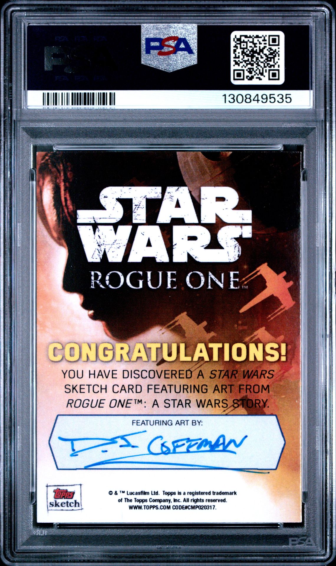 2016 Topps Star Wars Rogue One Series 1 Sketch Cards D.j. Coffman (Sketch-At-At) Mint 9 back