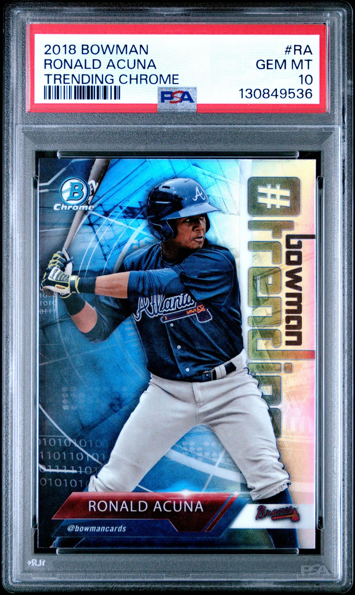 2018 Bowman Trending Chrome Ronald Acuna #Ra (Trending Chrome) Gem Mt 10 front