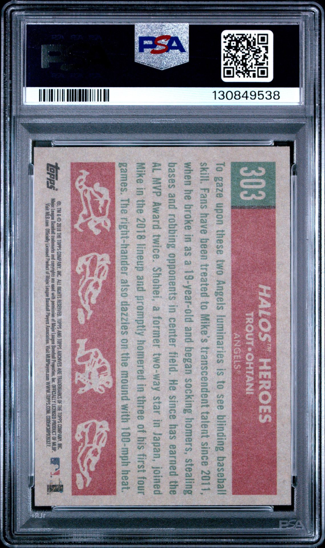 2018 Topps Archives M.trout/S.ohtani #303 Mint 9 back