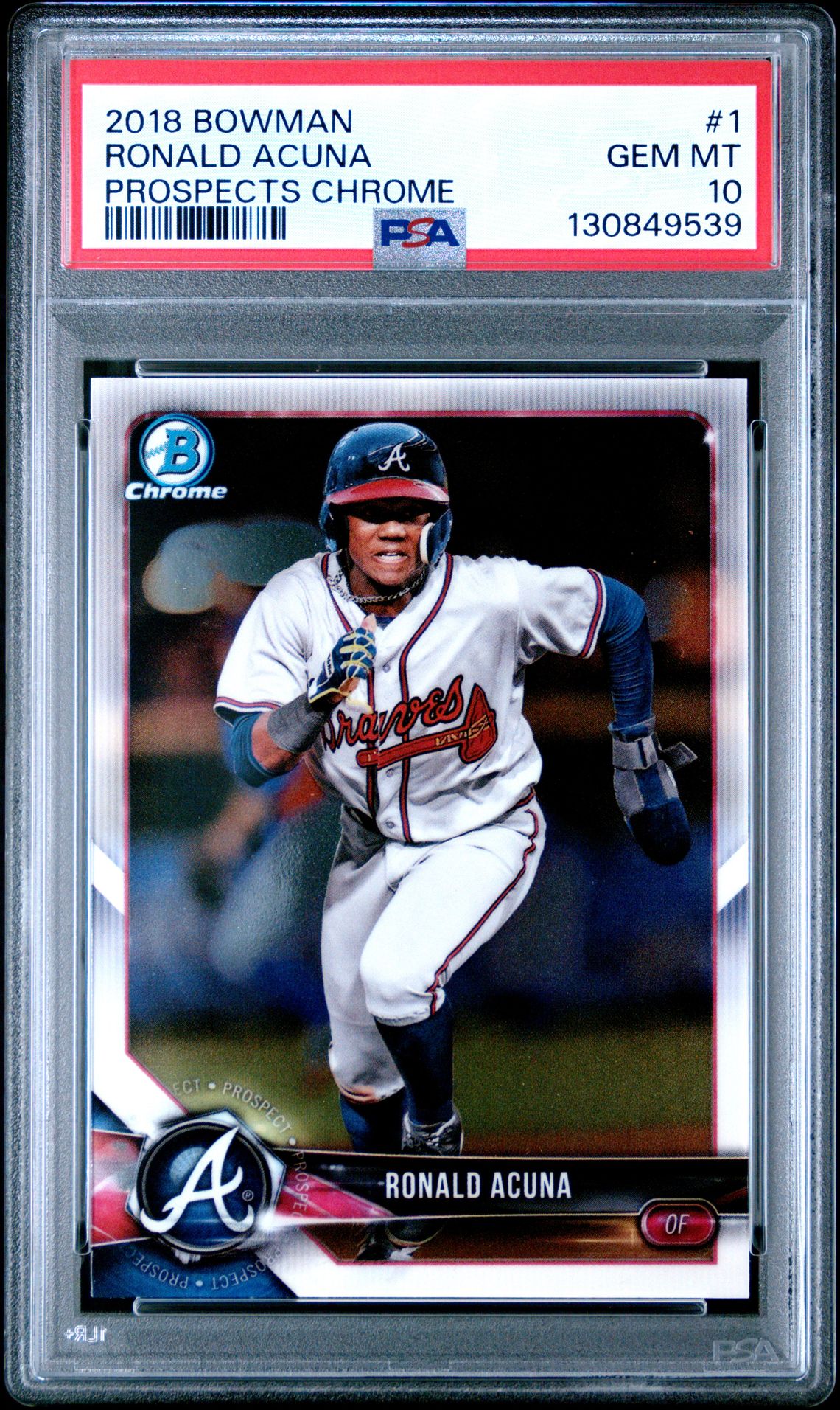 2018 Bowman Prospects Chrome Ronald Acuna #1 (Prospects Chrome) Gem Mt 10 front