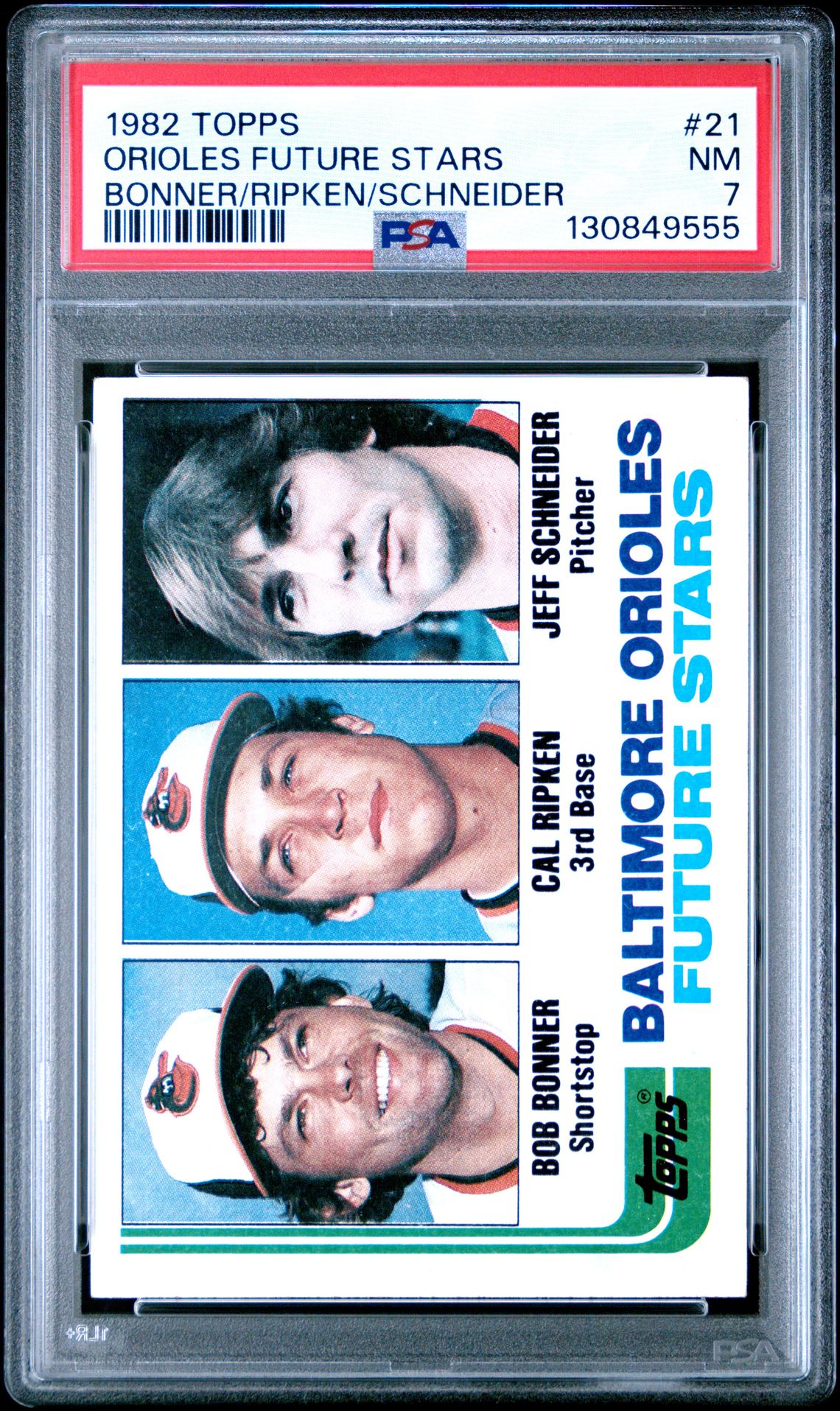 1982 Topps Orioles Future Stars #21 (Bonner/Ripken/Schneider) Nm 7 front