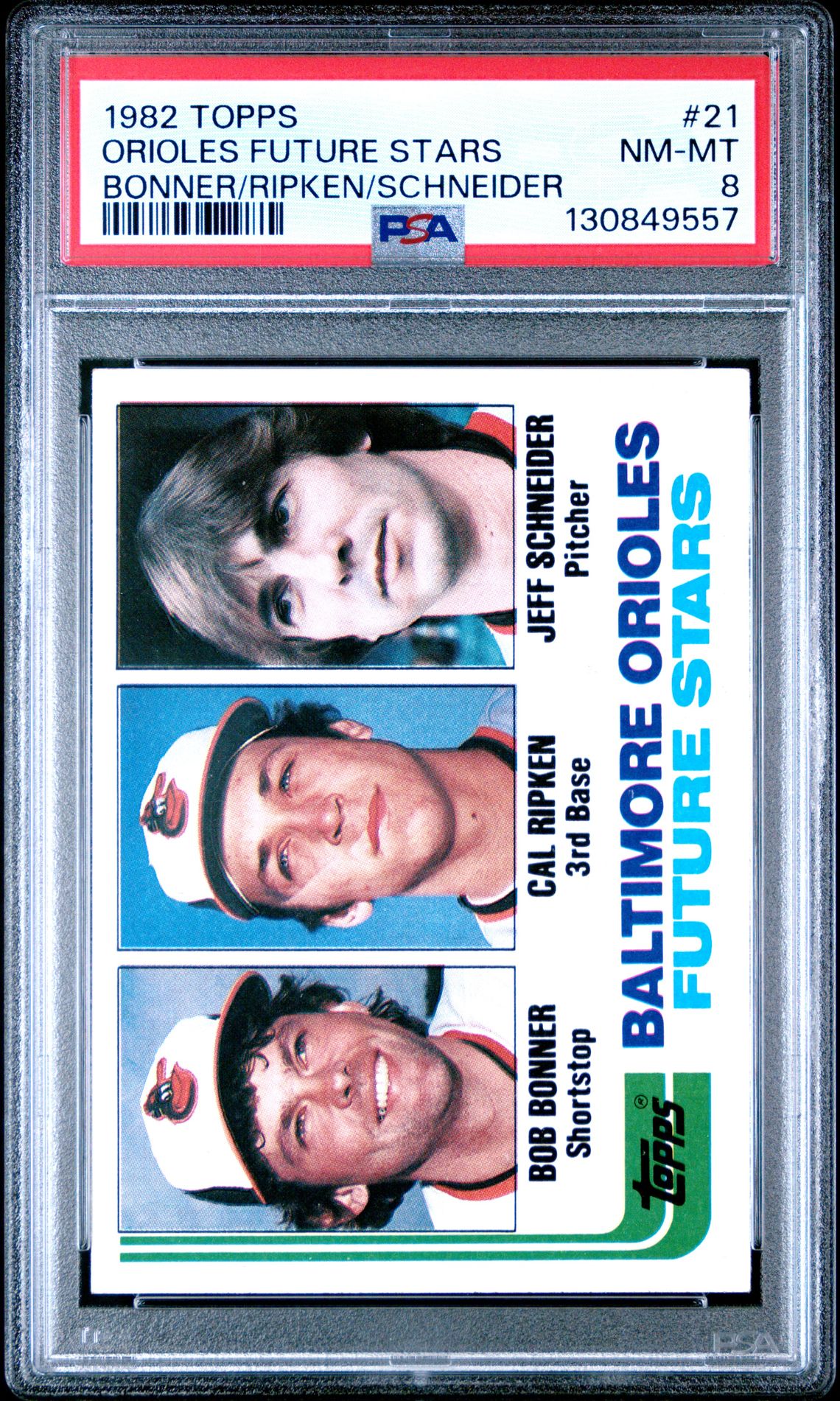 1982 Topps Orioles Future Stars #21 (Bonner/Ripken/Schneider) Nm-Mt 8 front