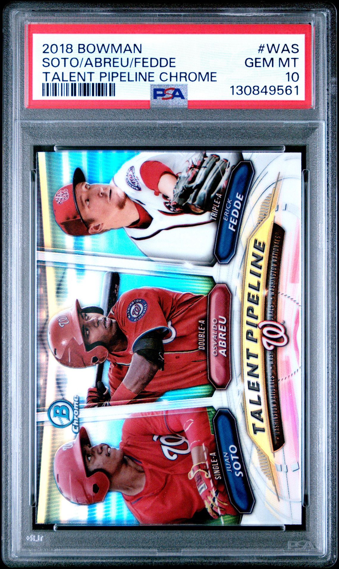 2018 Bowman Talent Pipeline Chrome Soto/Abreu/Fedde #Was (Talent Pipeline Chrome) Gem Mt 10 front