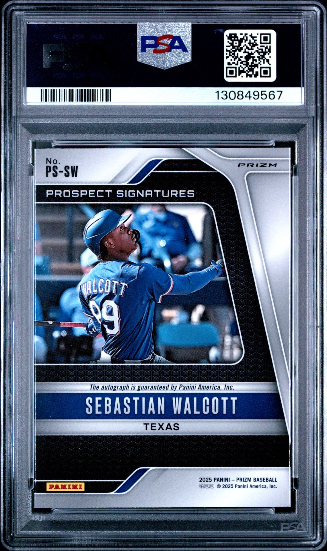 2025 Panini Prizm Prospect Signatures Sebastian Walcott #Ps-Sw Gem Mt 10 back