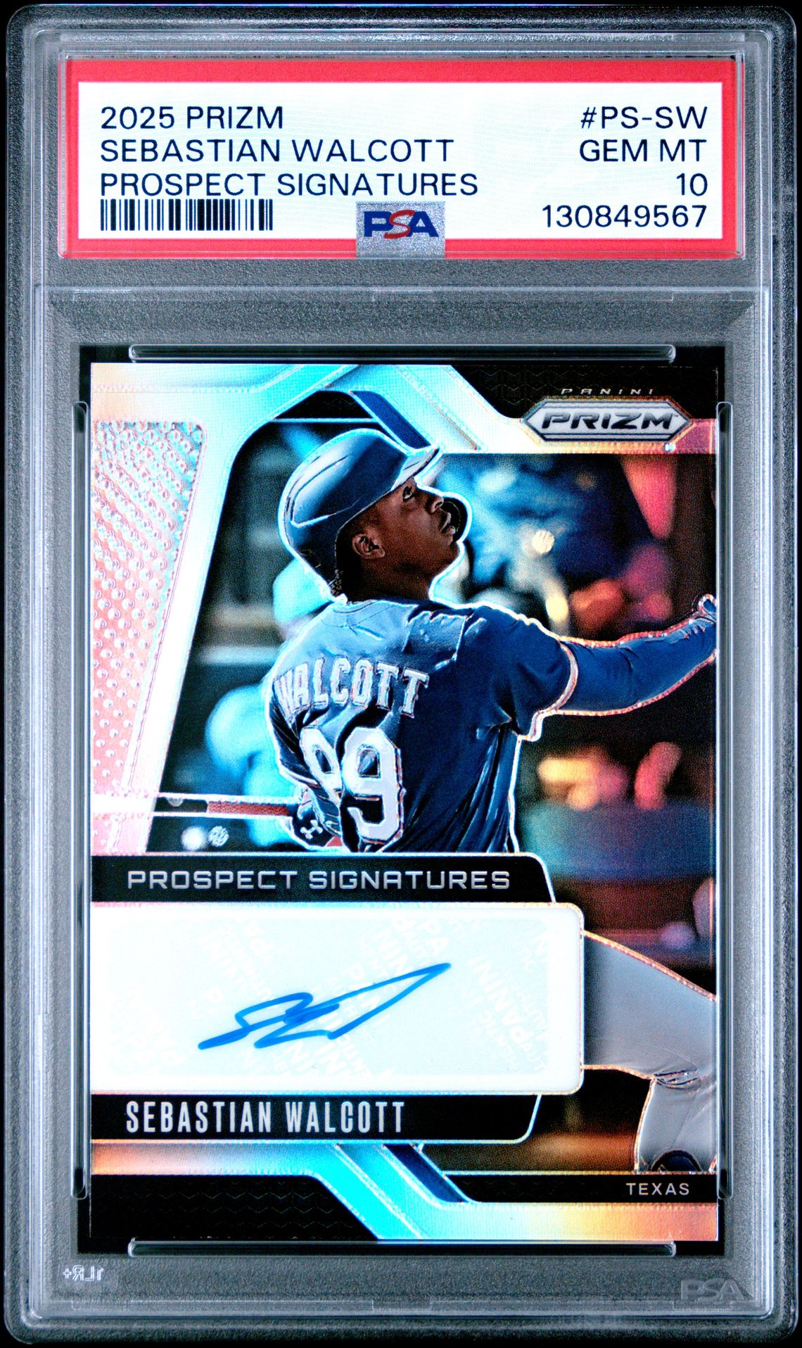 2025 Panini Prizm Prospect Signatures Sebastian Walcott #Ps-Sw Gem Mt 10 front
