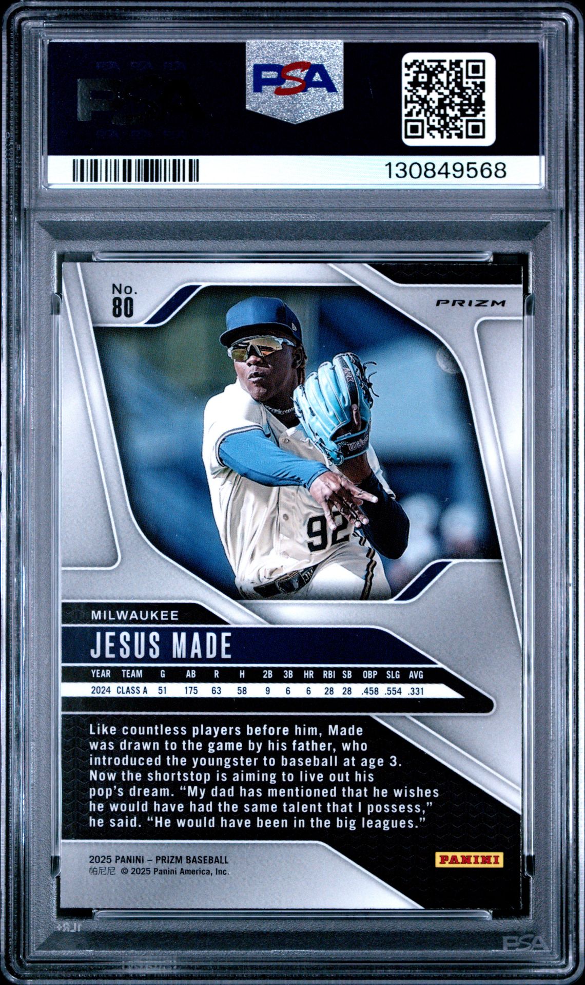 2025 Panini Prizm Jesus Made #80 (Ruby Wave) Mint 9 back