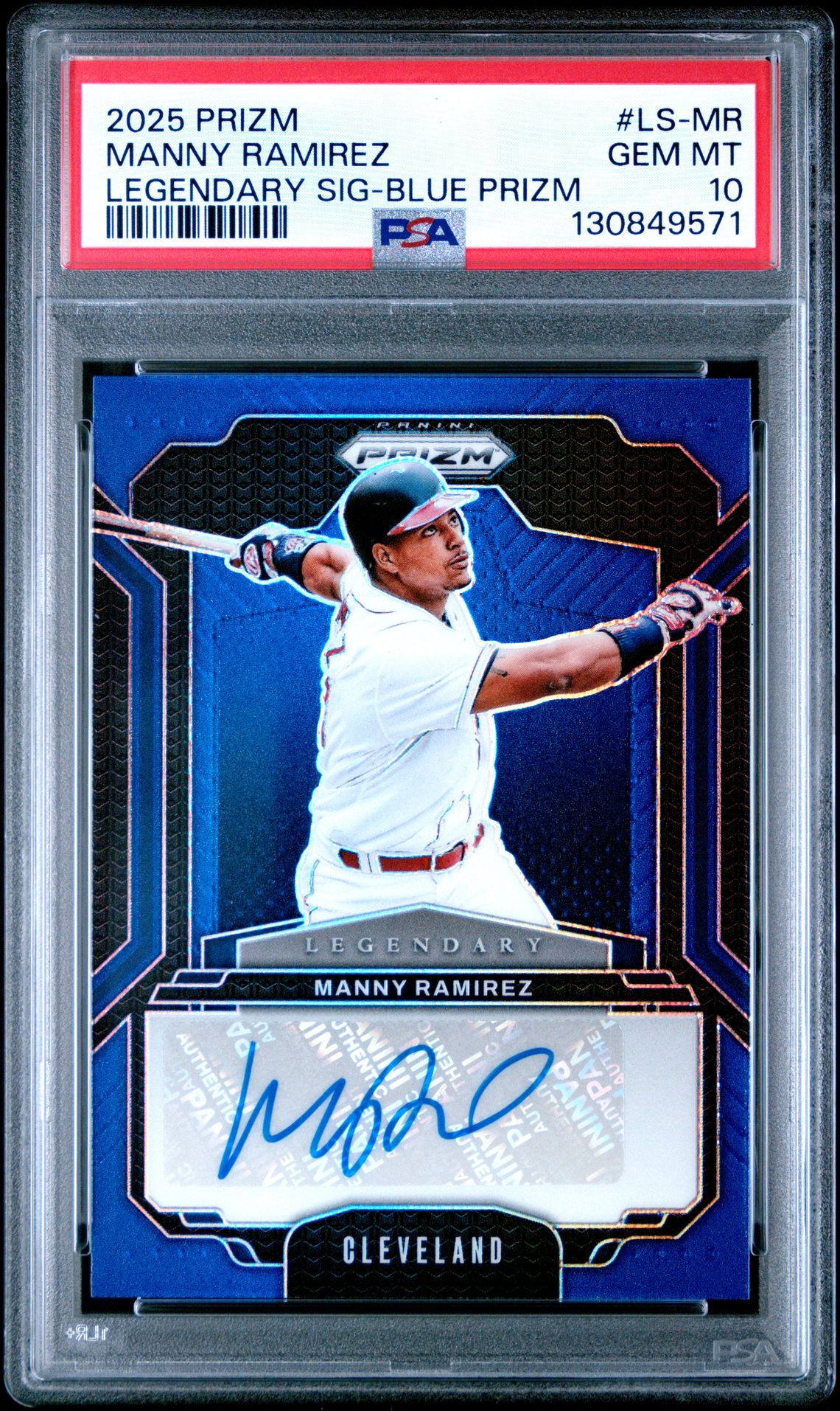 2025 Panini Prizm Legendary Signatures Manny Ramirez #Ls-Mr (Legendary Sig-Blue Prizm) Gem Mt 10 front
