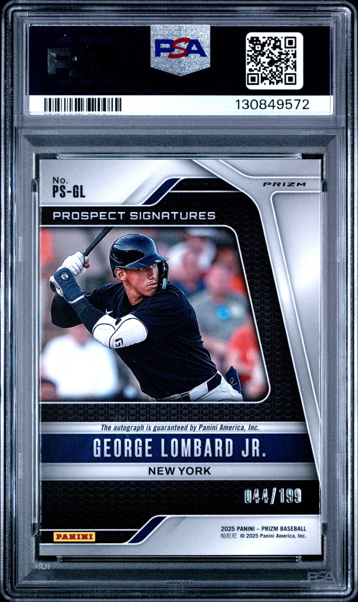 2025 Panini Prizm Prospect Signatures George Lombard Jr. #Ps-Gl (Prospect Signatures-Pulsar) Mint 9 back