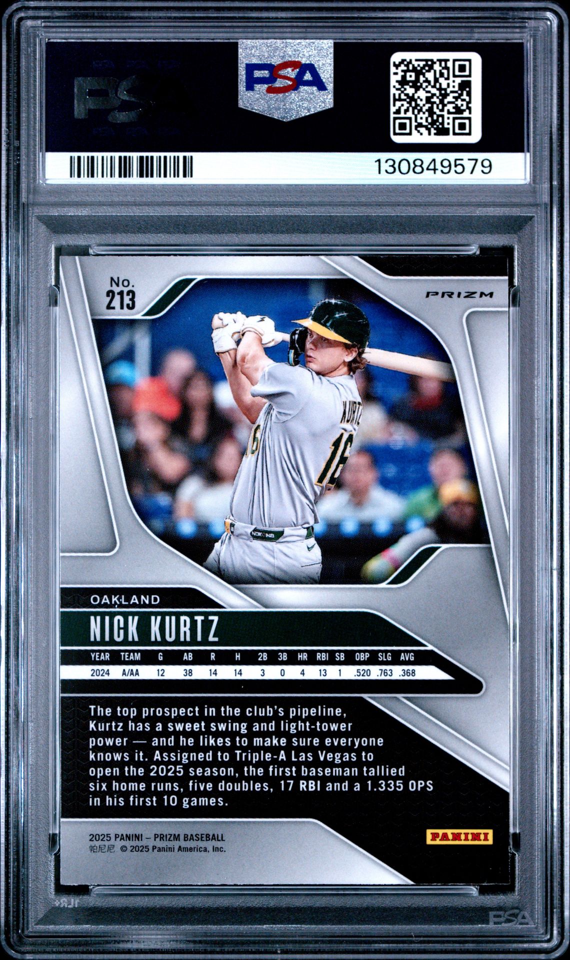 2025 Panini Prizm Nick Kurtz #213 (Silver Prizm) Mint 9 back
