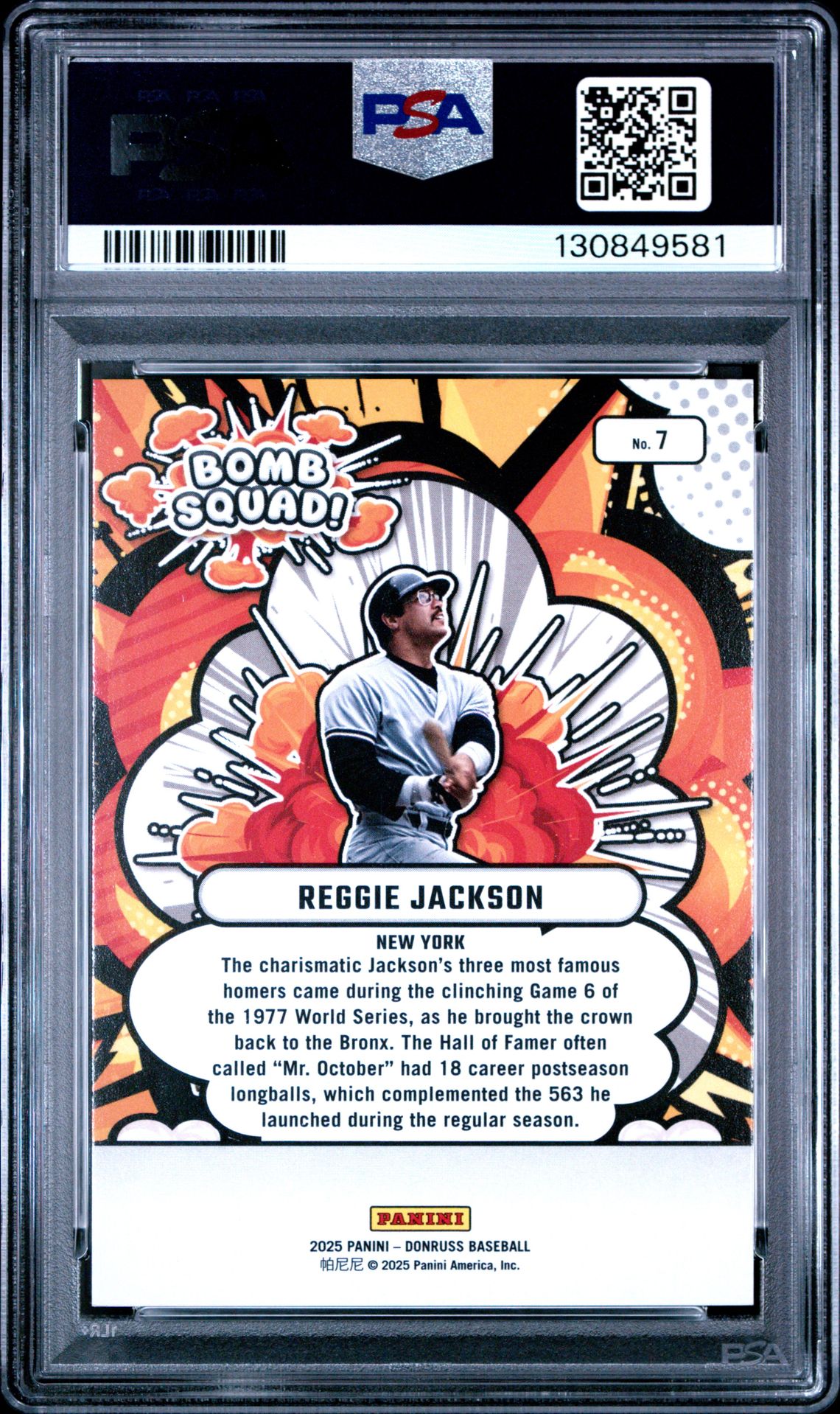2025 Panini Donruss Bomb Squad Reggie Jackson #7 (Bomb Squad-Holo) Mint 9 back