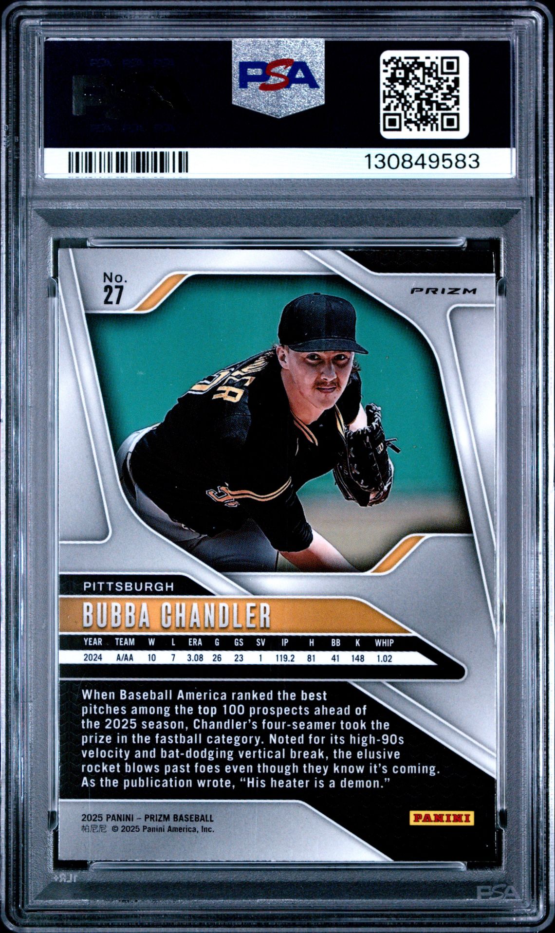 2025 Panini Prizm Bubba Chandler #27 (Snakeskin Prizm) Gem Mt 10 back