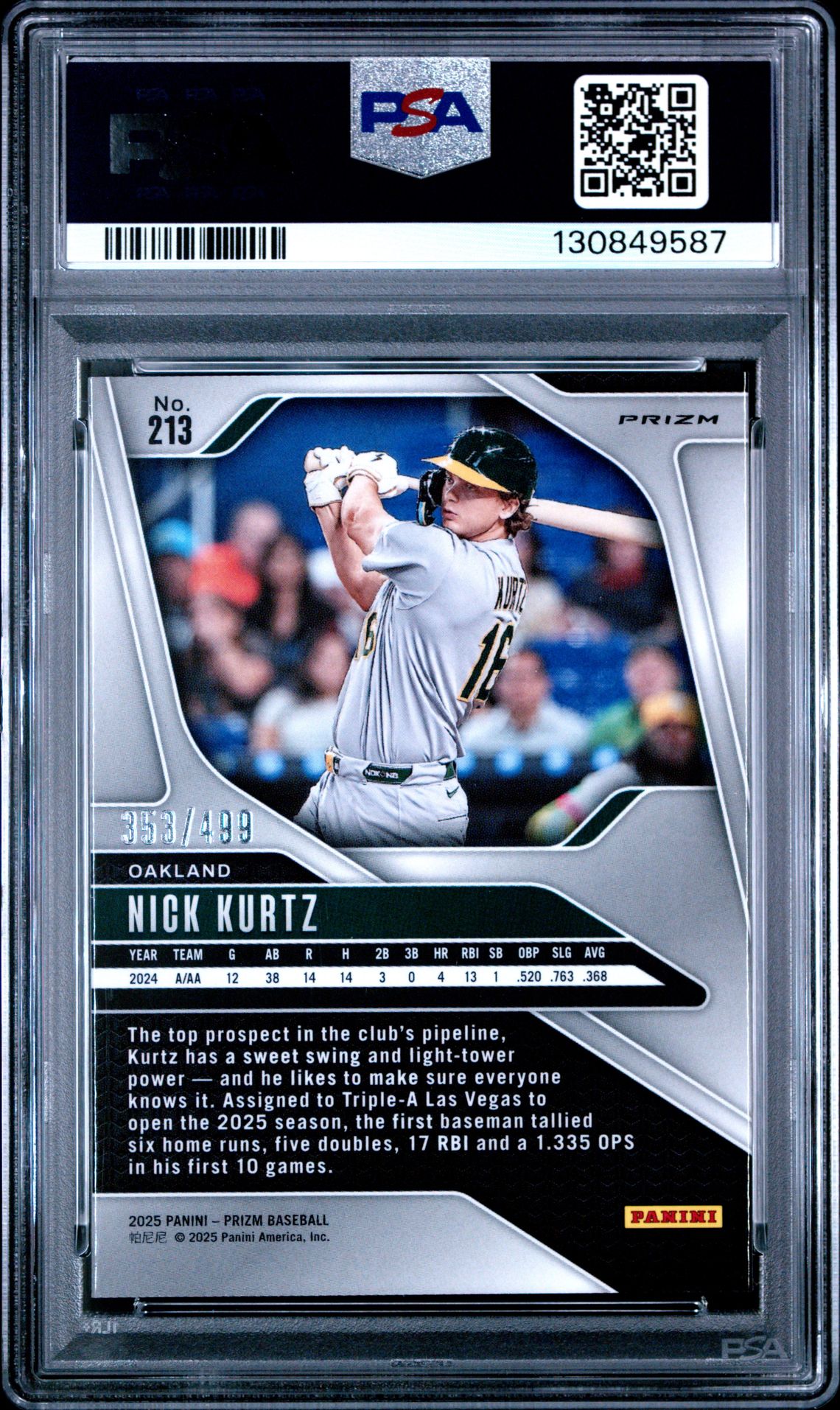2025 Panini Prizm Nick Kurtz #213 (Pulsar) Mint 9 back