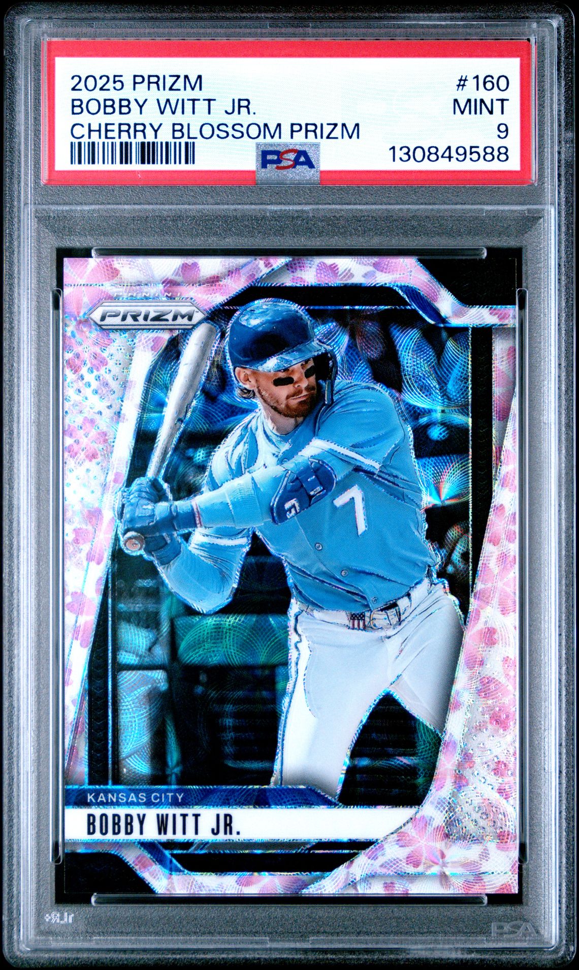 2025 Panini Prizm Bobby Witt Jr. #160 (Cherry Blossom Prizm) Mint 9 front