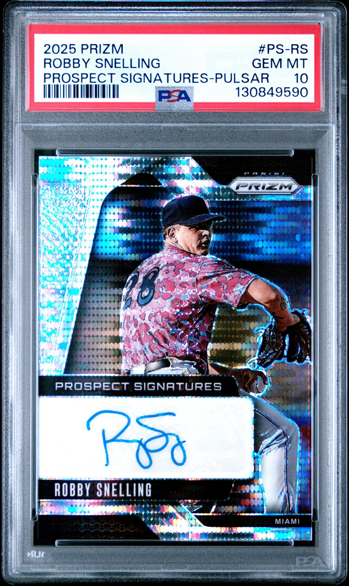 2025 Panini Prizm Prospect Signatures Robby Snelling #Ps-Rs (Prospect Signatures-Pulsar) Gem Mt 10 front