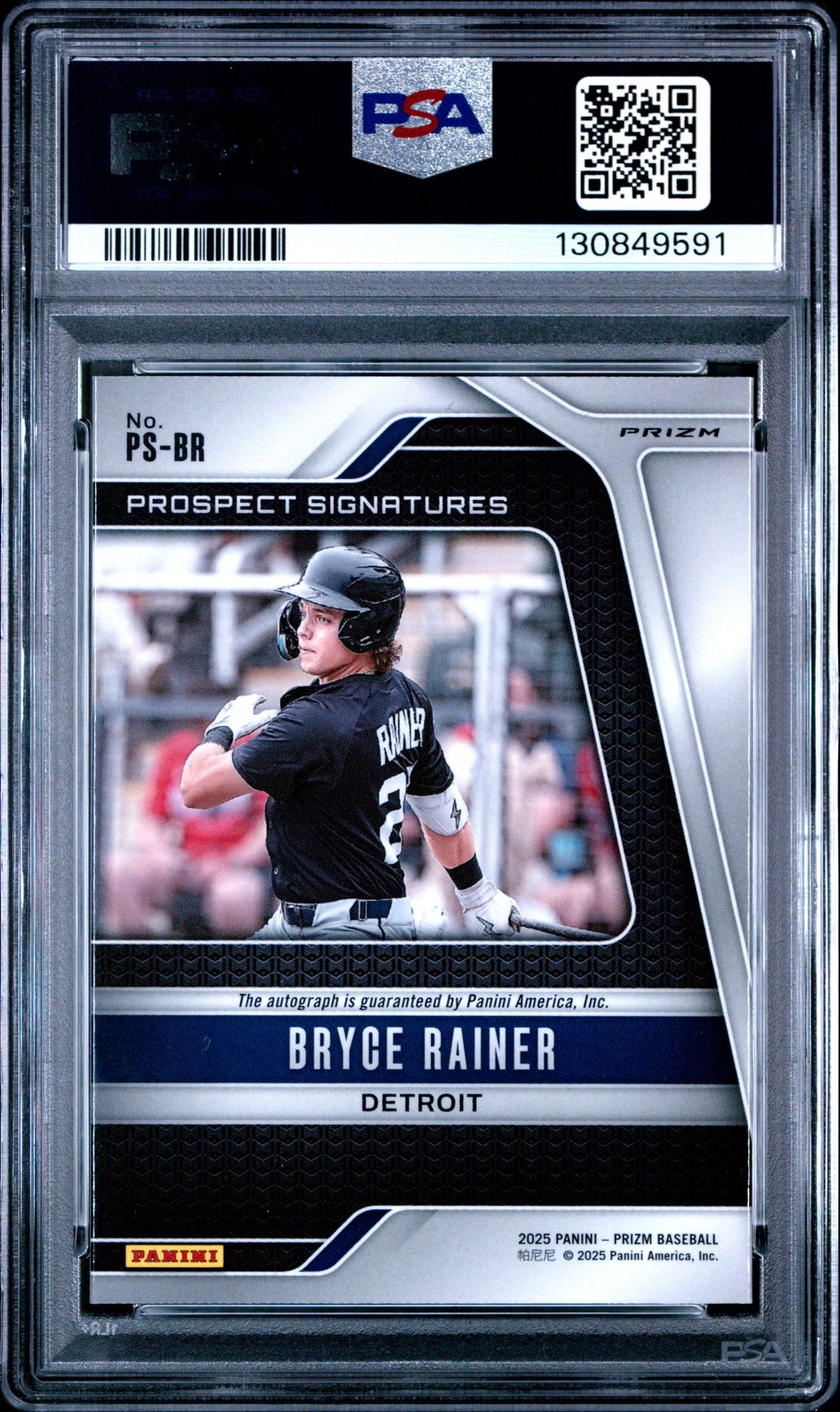 2025 Panini Prizm Prospect Signatures Bryce Rainer #Ps-Br Gem Mt 10 back