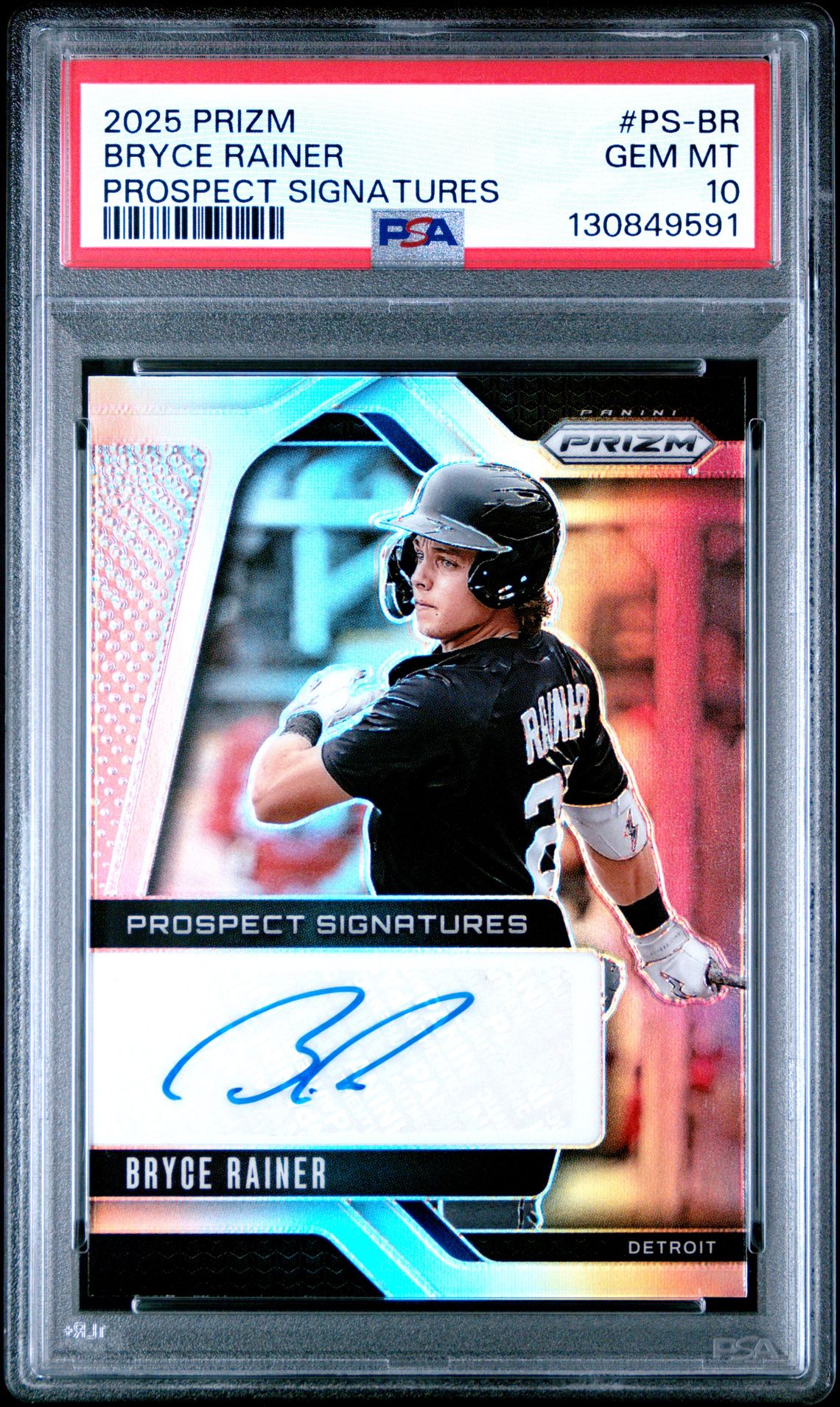2025 Panini Prizm Prospect Signatures Bryce Rainer #Ps-Br Gem Mt 10 front