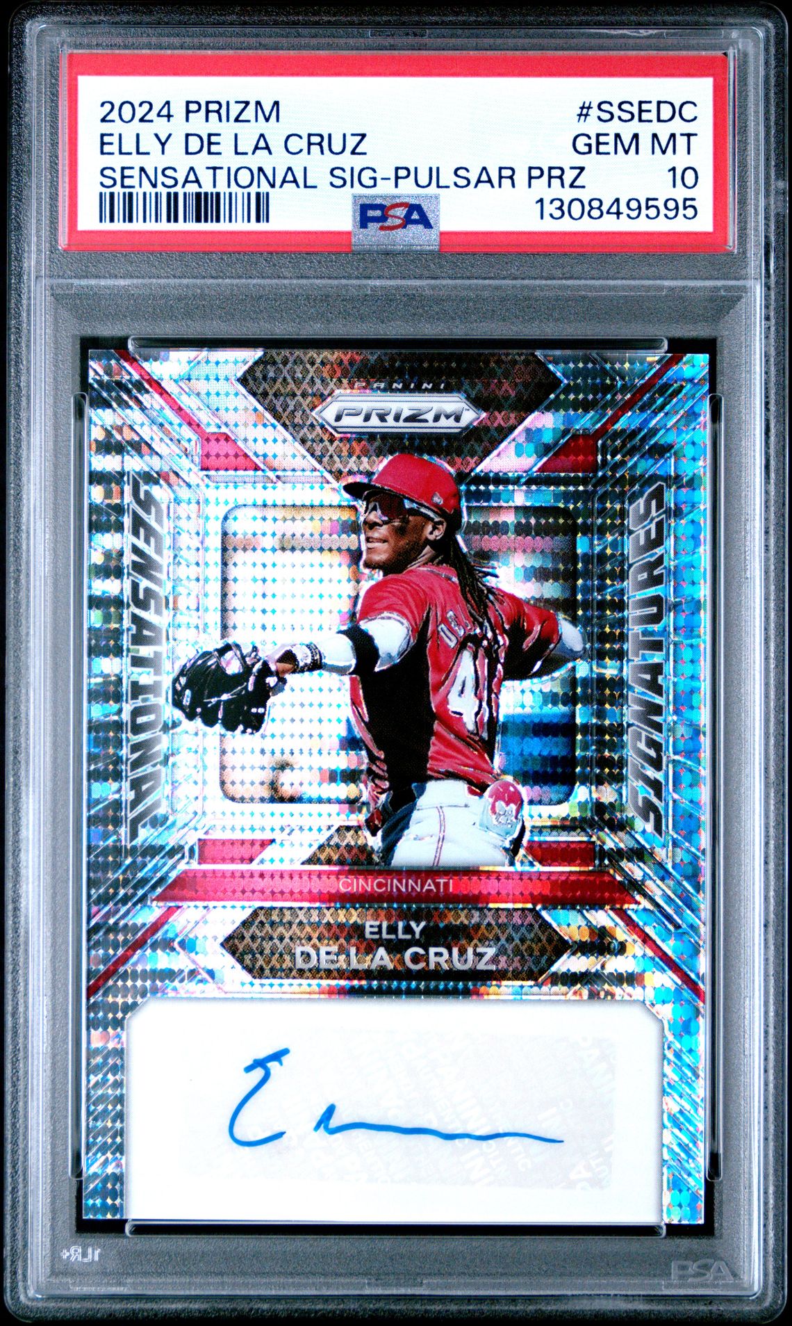 2024 Panini Prizm Sensational Signatures Elly De La Cruz #Ssedc (Sensational Sig-Pulsar Prz) Gem Mt 10 front