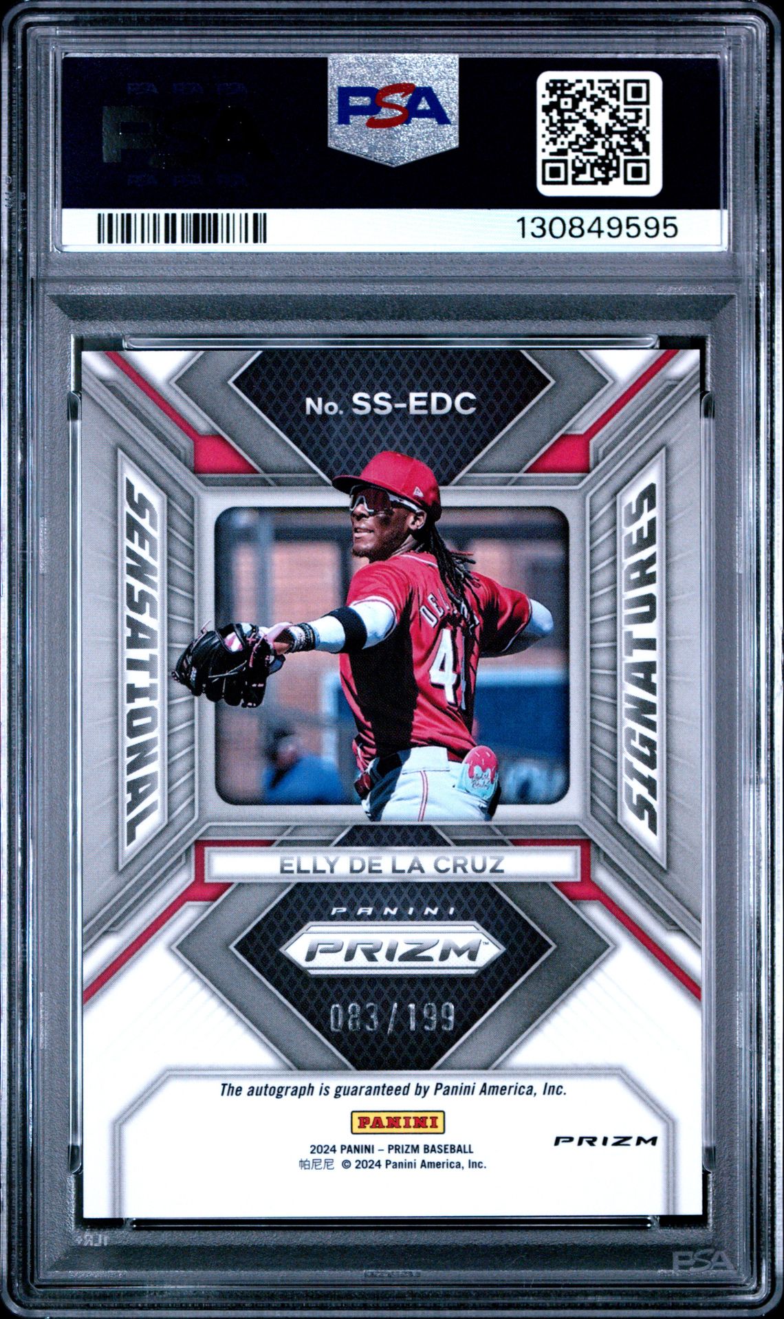 2024 Panini Prizm Sensational Signatures Elly De La Cruz #Ssedc (Sensational Sig-Pulsar Prz) Gem Mt 10 back