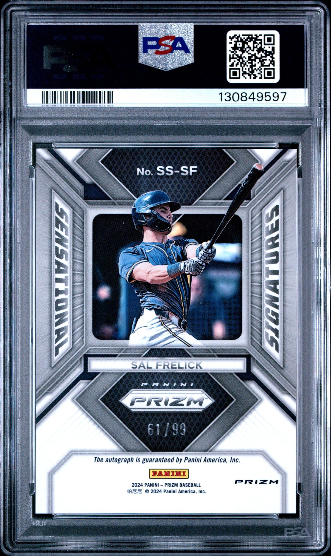 2024 Panini Prizm Sensational Signatures Sal Frelick #Sssf (Sensational Sig-Red Prizm) Gem Mt 10 back