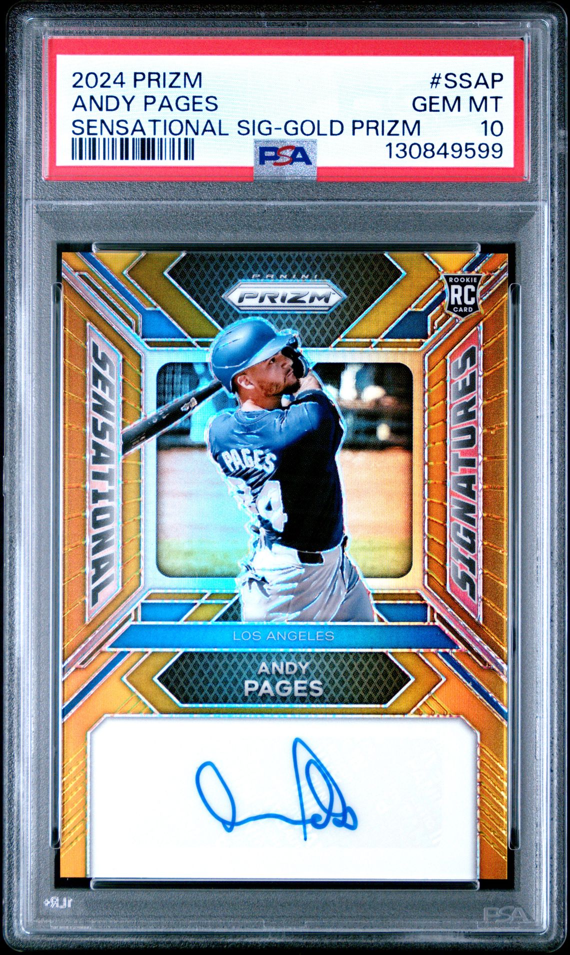 2024 Panini Prizm Sensational Signatures Andy Pages #Ssap (Sensational Sig-Gold Prizm) Gem Mt 10 front