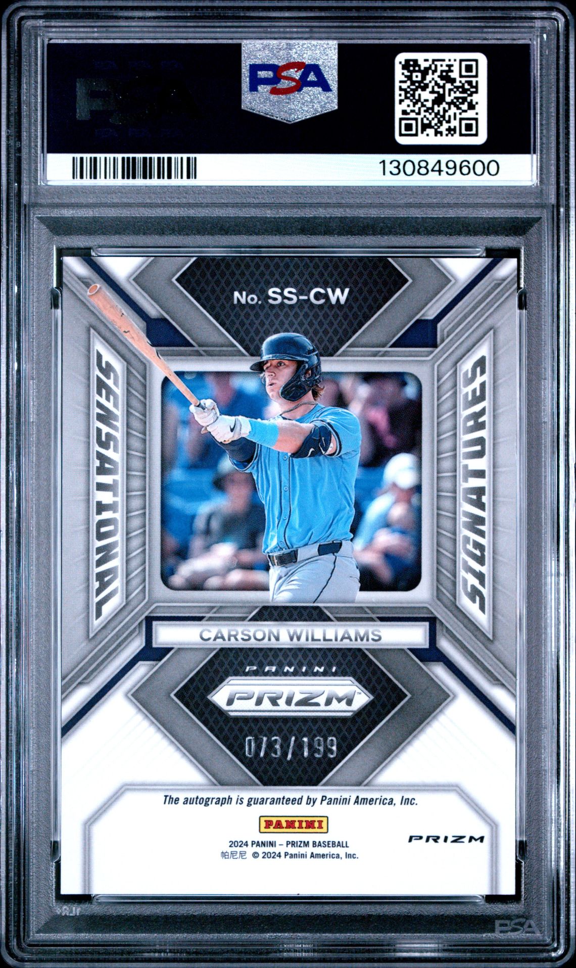 2024 Panini Prizm Sensational Signatures Carson Williams #Sscw (Sensational Sig-Pulsar Prz) Gem Mt 10 back
