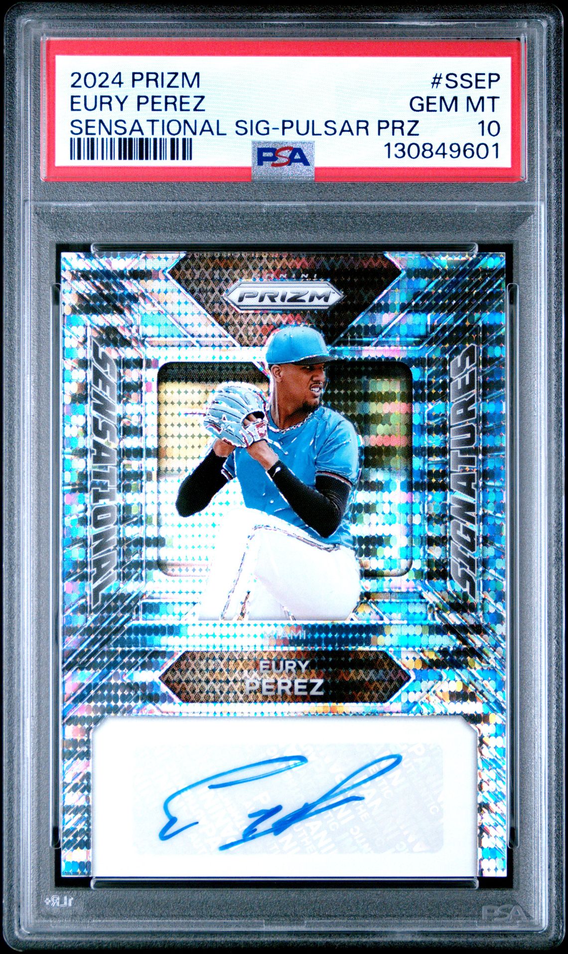2024 Panini Prizm Sensational Signatures Eury Perez #Ssep (Sensational Sig-Pulsar Prz) Gem Mt 10 front